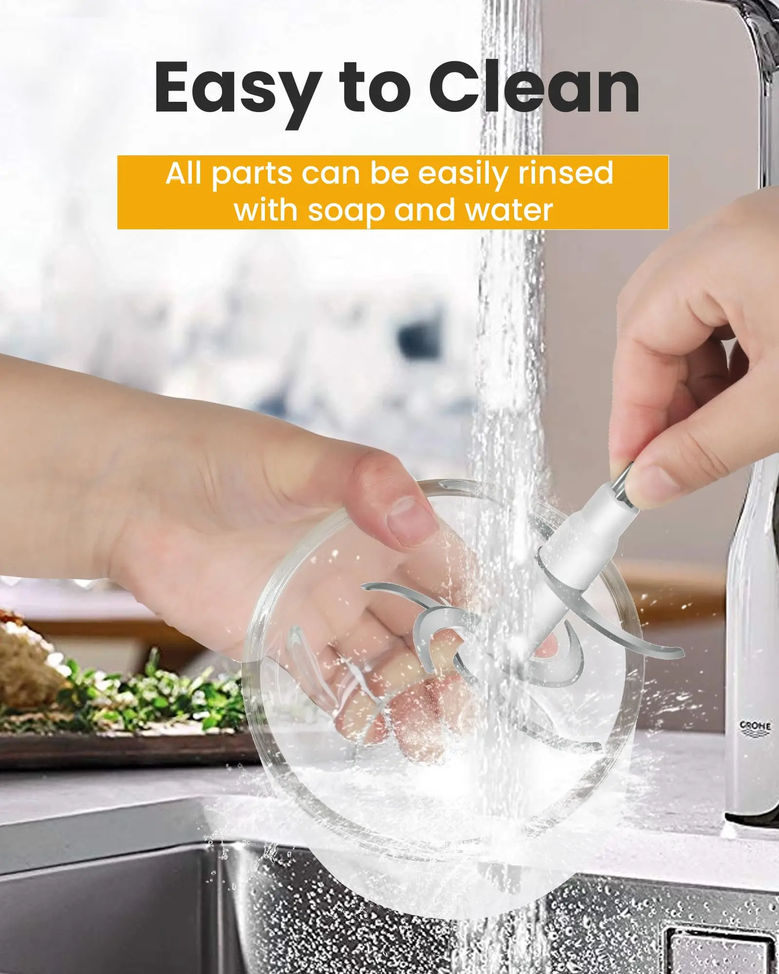 Wancle Electric Meat Grinder Kitchen Chopper Stainless Steel Blade Vegetable Garlic Crusher Household Food Processor Blender 5