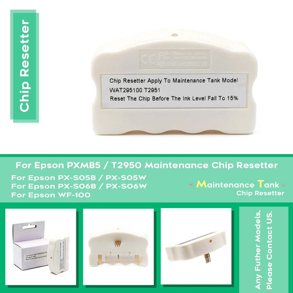 T2950 T295000 Maintenance Tank chip resetter for Epson Workforce WF-100 WF-100W WF-110 WF-110W PX-S05 E-PXMB5 Printer