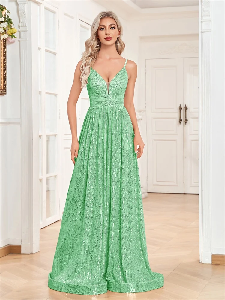 Elegant Sexy Backless Sequins Evening Dress Long 2025 Mermaid Formal Gown Women Wedding Party Dresses Caicktail Graduation  Prom