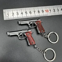 1:4 Scale Berta 92F Pistol Keychain Mini  Gun Metal Keyring Key chain toy guns fake gun  For Adult Kids  Gift decoration 2