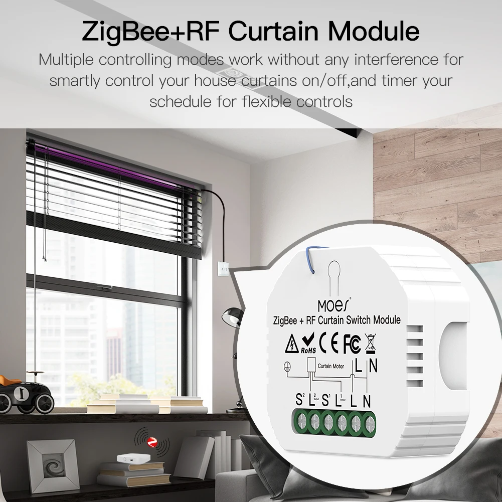 MOES Smart ZigBee WiFi Interruptor Módulo Luz Atenuador De Cortina