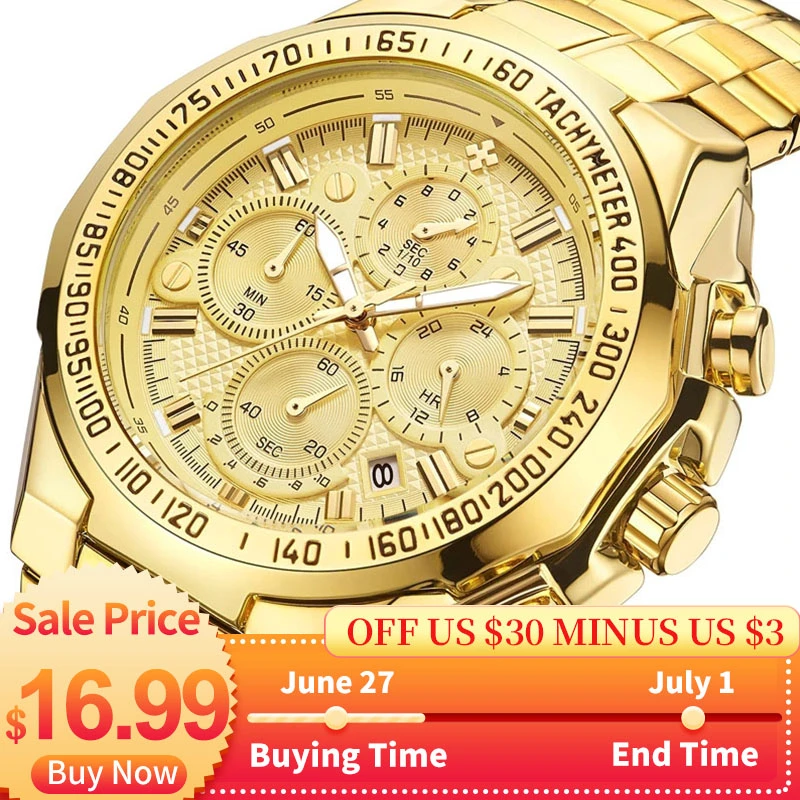 Relogio Masculino WWOOR Men Watches 2022 Top Brand Luxury Wrist Watches Men Male Gold Big Golden Chronograph Wristwatch Man