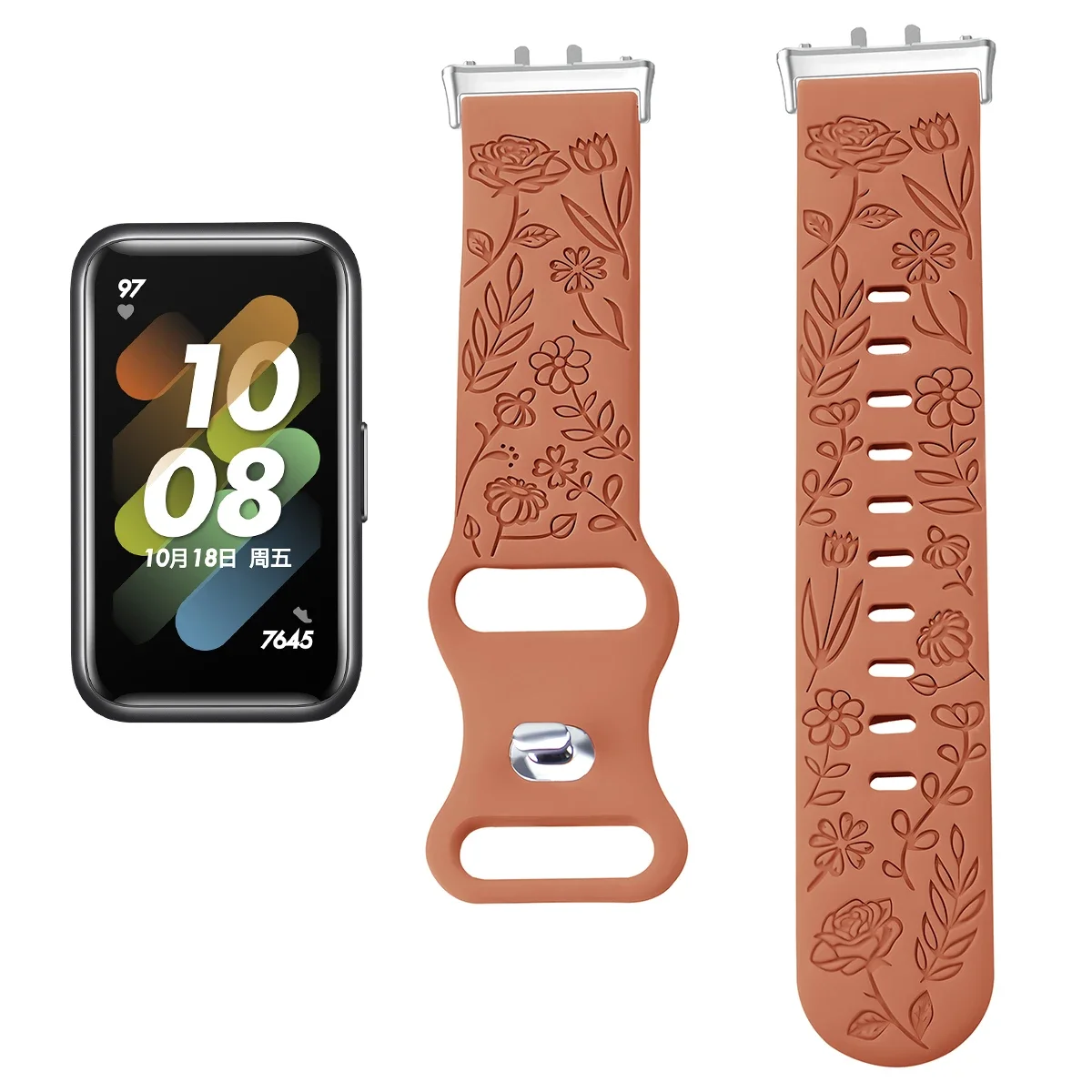 Floral Engraved Silicone Strap