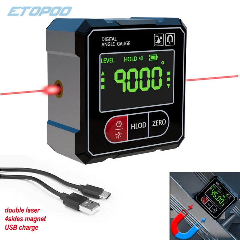 Digital USB laser inclinometer High-precision angle measuring instrument Magnetic inclination measurement tool