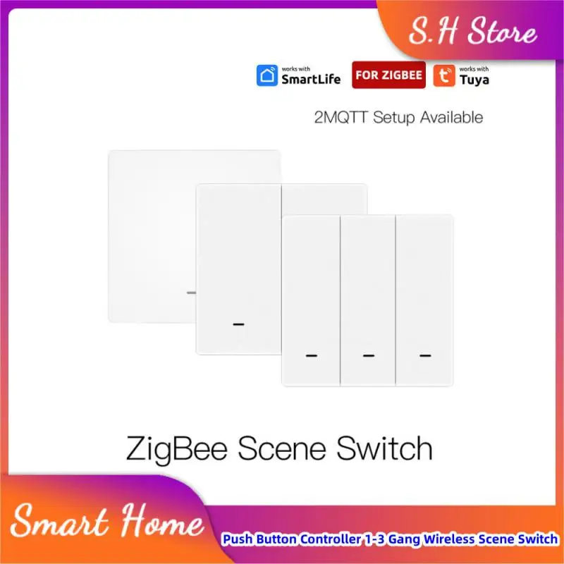 

Push Button Controller 1-3 Gang Wireless Scene Switch Tuya ZigBee Smart Home Control Battery Powered Automation Scenario Devices