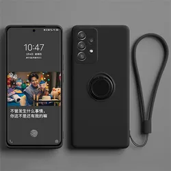 Magnetic Ring Holder Liquid Silicone Phone Case - A22 4G (Black)