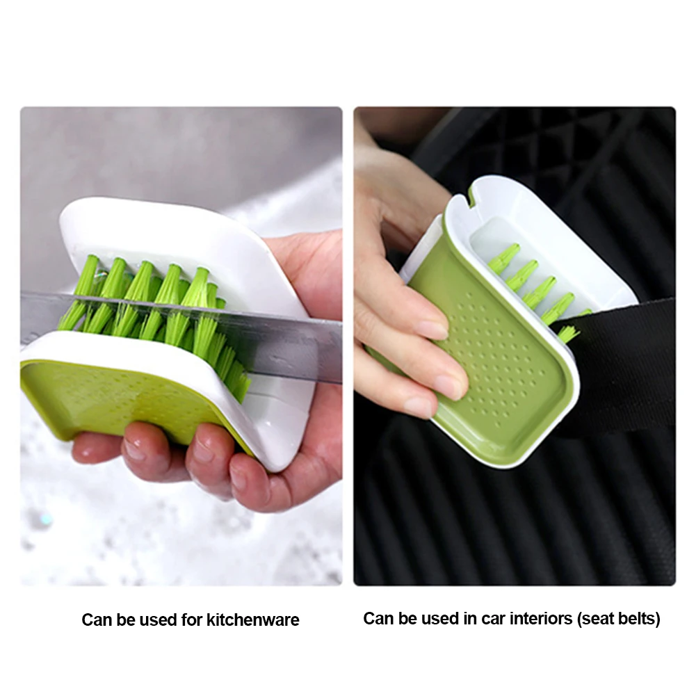 Car Interior Seat Belt Cleaning Special Tool Double Sided U Type Folding Tray Sponge Diamond Brush U Shape Kitchen Washing Tool 2