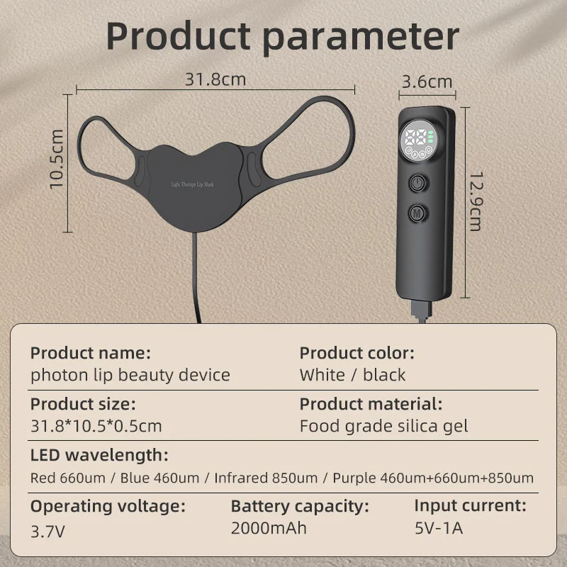 Photon Infrared Red Lights Therapy Lip Masks 4 Modes Lip Beauty Products Reduce Lines Skincare LED Light Brighten Device