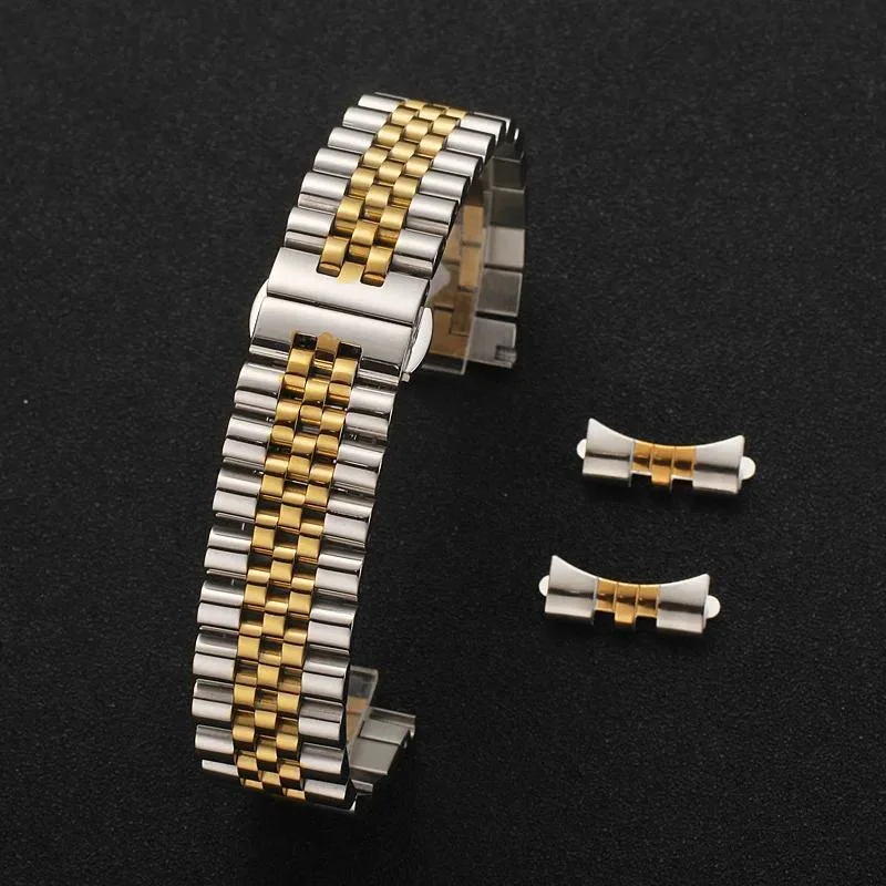 Stainless Steel Solid Watch Band Strap with Hollow Arc Interface