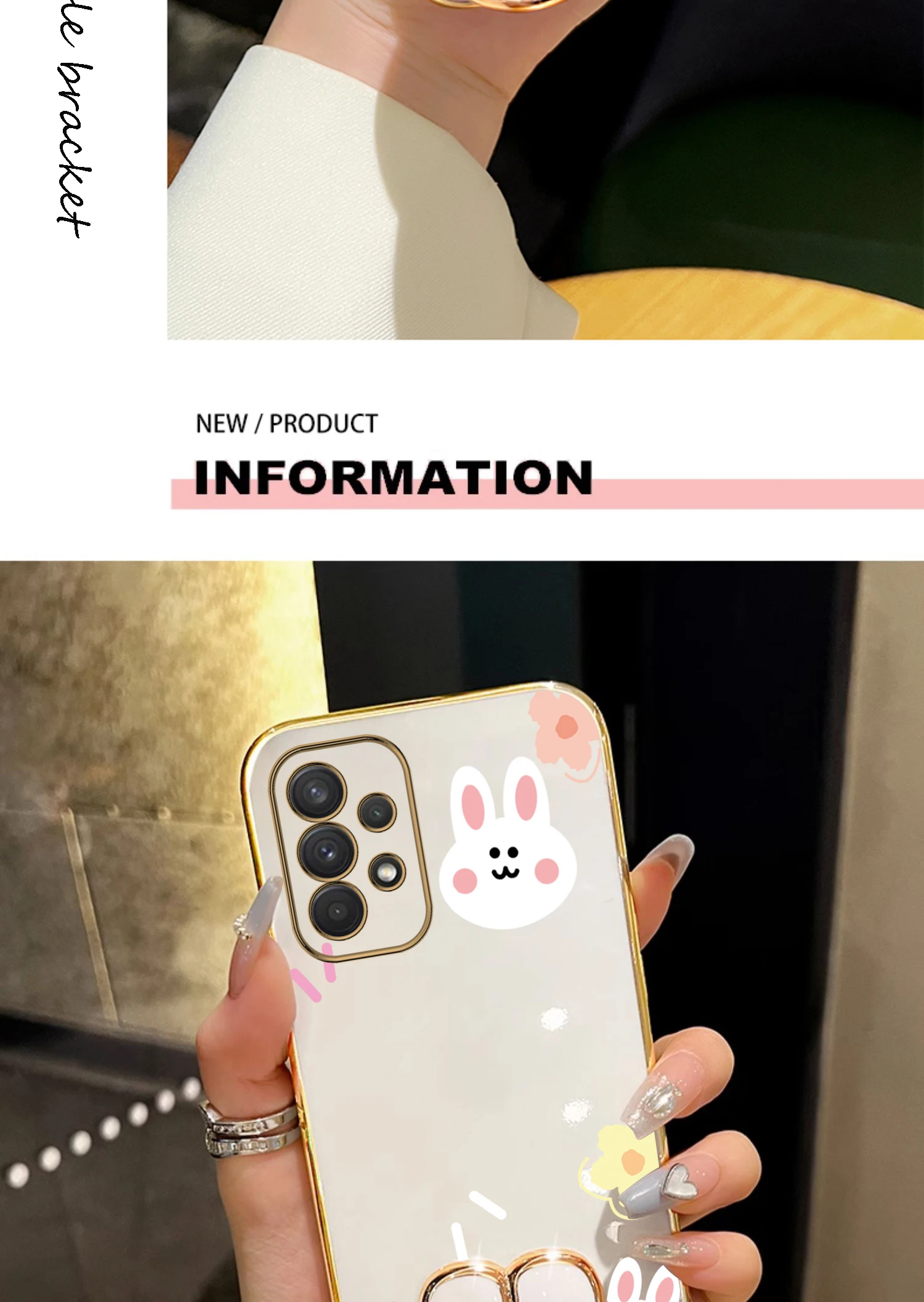 Blume Strap Niedlichen Kaninchen Telefon Halter Fall Für Samsung Galaxy A52 A72 A53 A73 A33 A20 A50 A71 A32 A22 A55 A25 A15 Stand Abdeckung – Detail 5