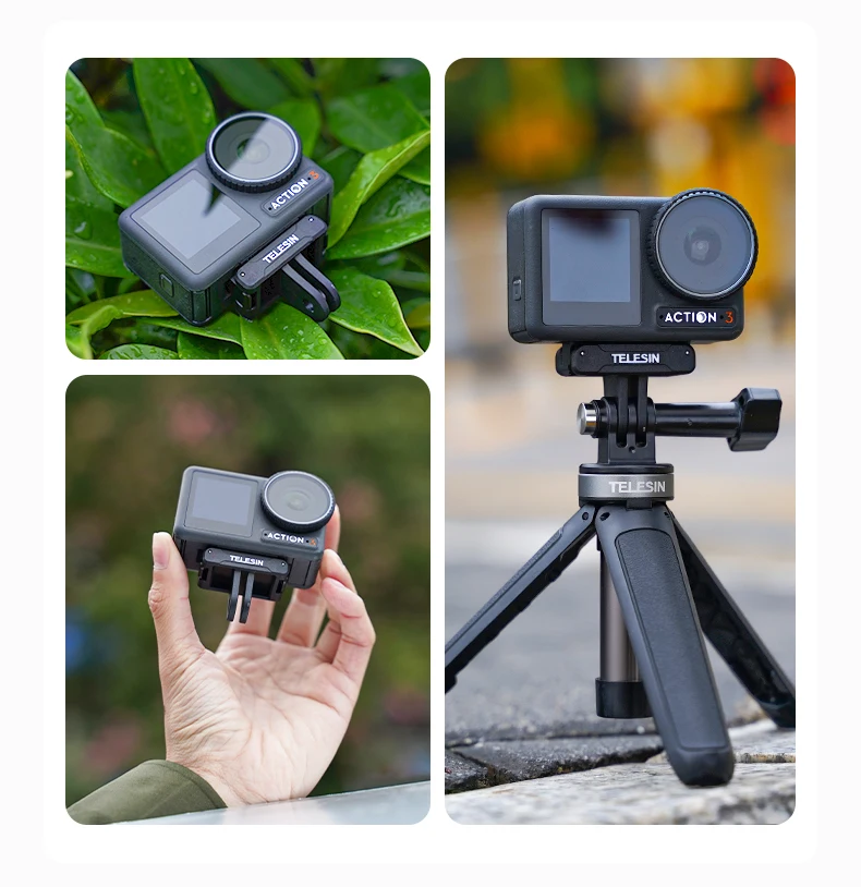 TELESIN Magnetic Two Claw Adapter Action Camera Accessories For OSMO Action 3 4