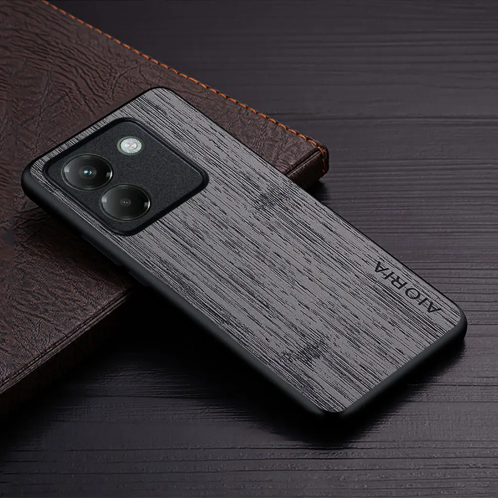 Luxury Bamboo Wood Pattern Leather Phone Cover with Premium Finish