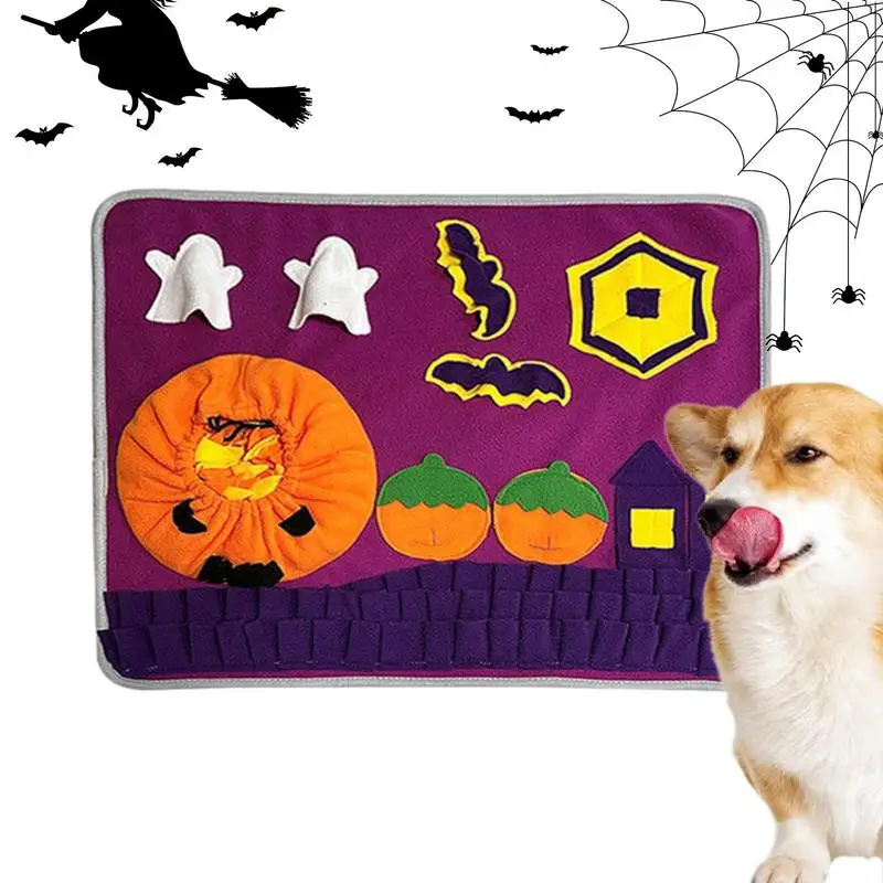 

Собака для Хэллоуина, собака, планшет для медленного еды и тренировок, тыква, специи, забавное одеяло, интерактивная игра корма для собак