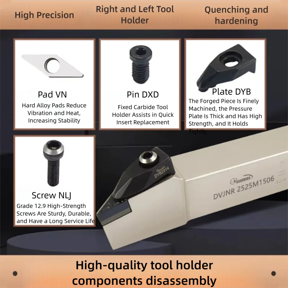 93 ° Anti-Vibrations-Drehwerkzeughalter DVJNL DVJNR2525M16/1616H16/2020K16/3232P16 für Werkstattdrehmaschinen – Detail 4