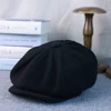 Autumn Winter Black Men Classic Beret Retro British Newsboy Cap With Fake Razor Gatsby Woman Octagonal Hats 006 3