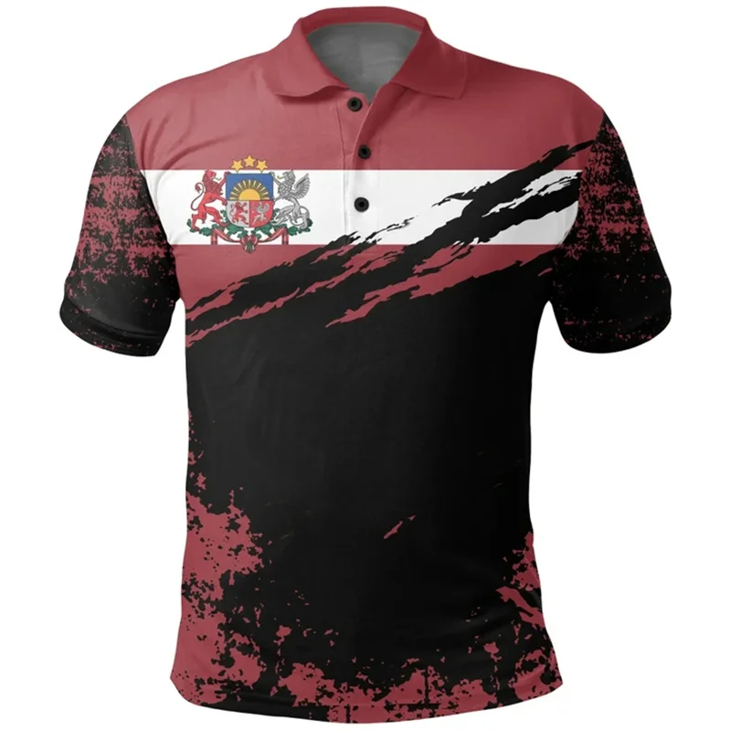 New 3d Printed Latvia Flag Polo Shirt Latvian National Emblem