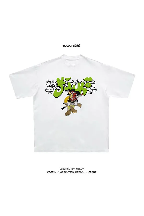 【ILLIGO】SNAP ONE SHOULDEROVERFIT T-SHIRTS (2 COLORS) New 23 Sicko Green Miami Born From Pain IAN CONNOR T Shirts