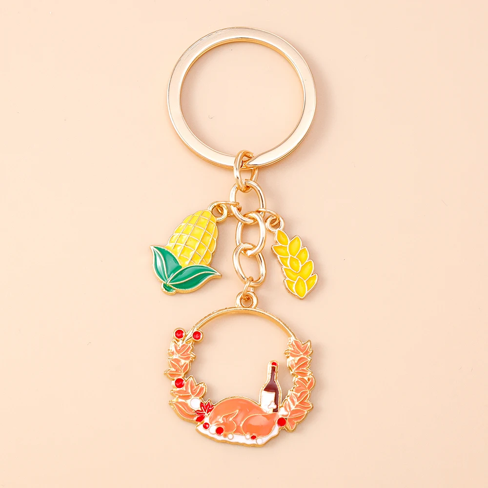 Aihua Niedlicher Schlüsselanhänger aus Metall, Erntedankfest, Weizen, Türkei, Schlüsselanhänger für Frauen und Mädchen, Handtasche, Anhänger, DIY, Urlaub, Schmuck, Geschenke – Detail 8