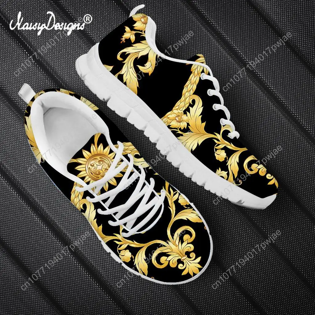 Light Luxury European Pattern Flat Sneakers Non-slip Gauze Breathable Sport Shoes