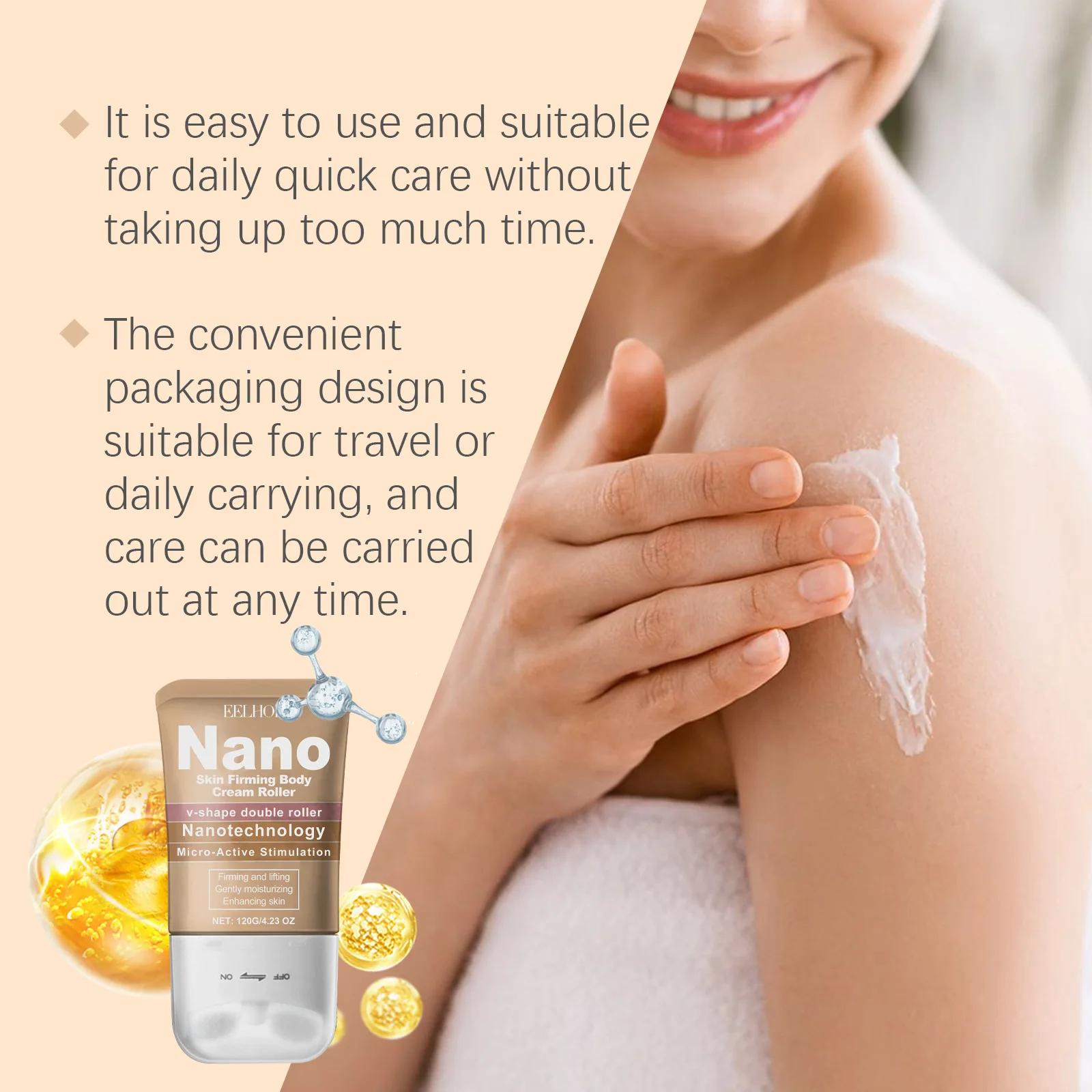 EELHOE Bee Venom Body Moisturizer Tighten Sagging Skin Barrier Repair Nourish Vitamin E for Skin Firming Tightening Cream Roller 6
