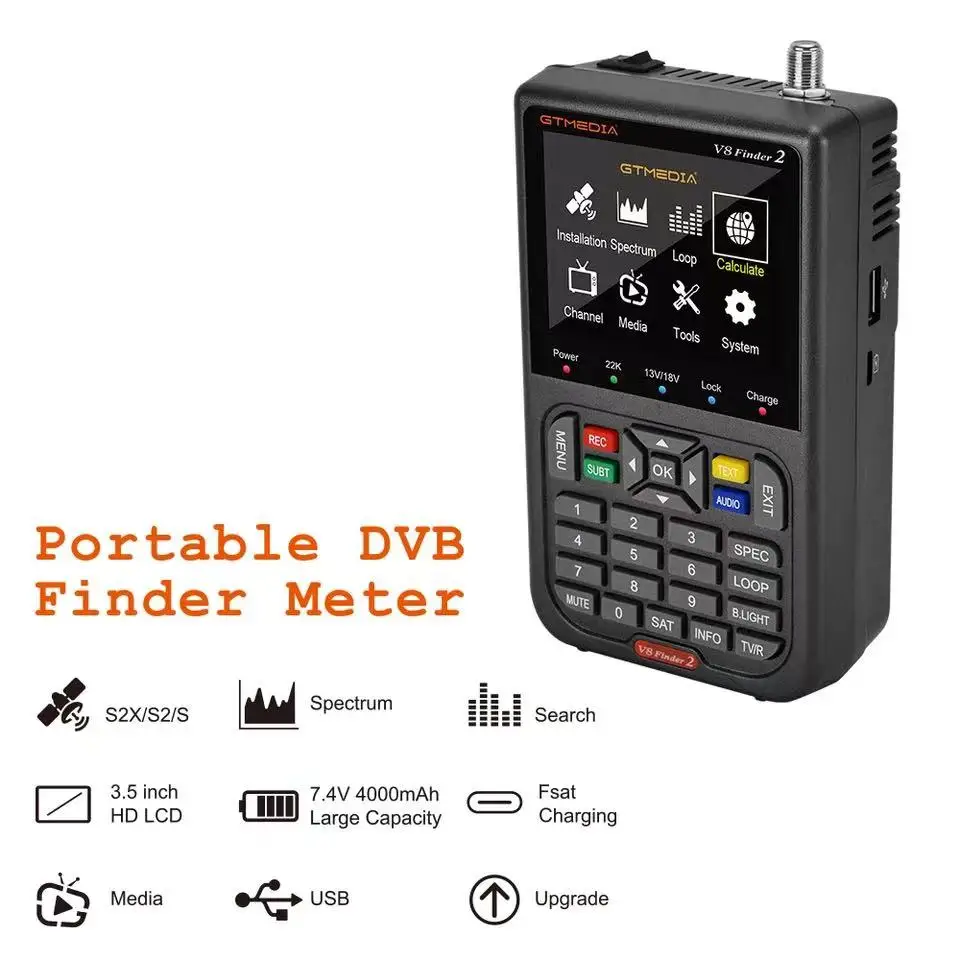 Satellite Signal Finder GTMEDIA V8 Finder2+Bag DVB-S/S2/S2X 1080P 3.5 Inch High Definition TFT LCD Screen H.264 vs WS-6933
