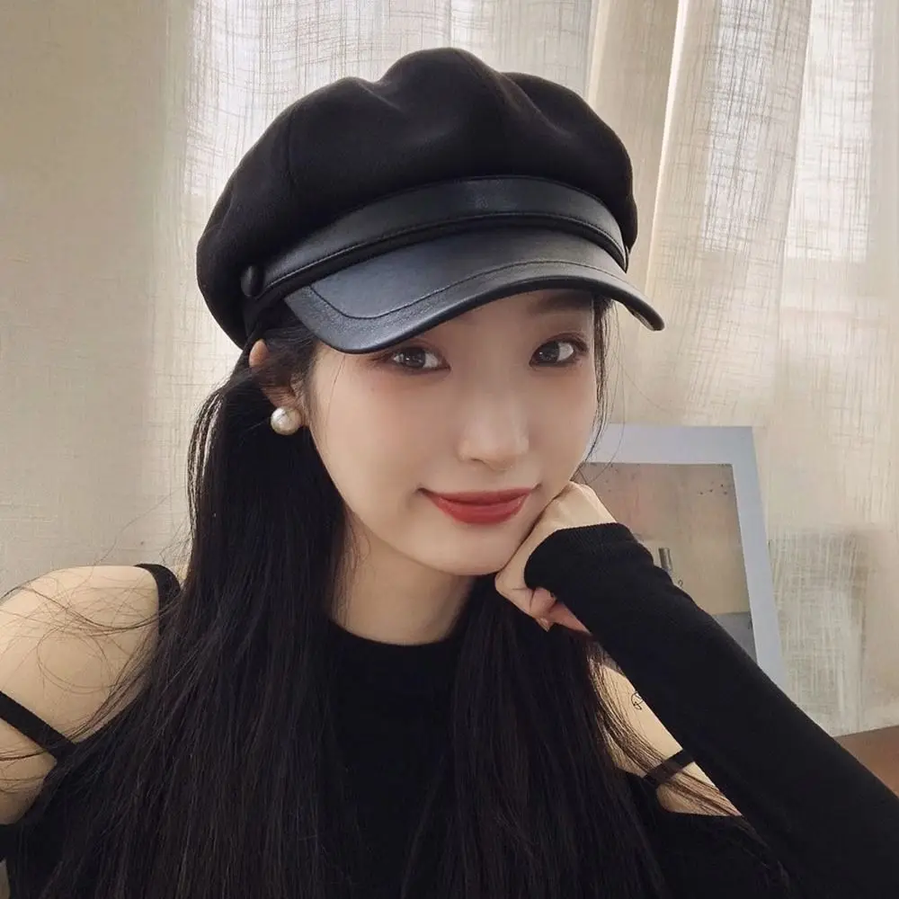 Adjustable Woolen Winter Beret Hat Windproof Breathable Newsboy Pumpkin Hat Vintage Elegant Panama Cap for Women - Image 5