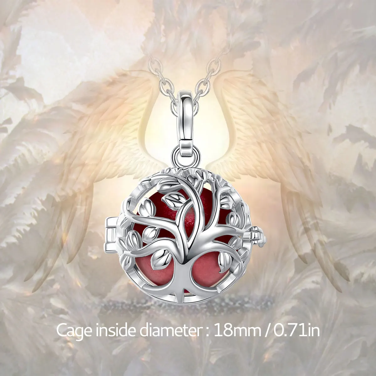 Eudora 18MM Harmony Ball Tree of Life Necklace Pregnancy Chime Bola Angel Caller Baby Musical Bola DIY Jewelry for Women Gift 2