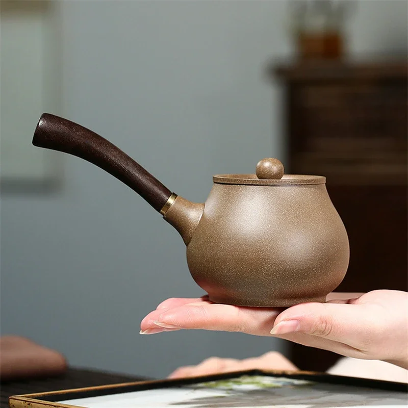 

230ml Chinese Yixing Authentic Side Handle Tea Pot Handmade Purple Clay Teapot Raw Ore Graphite Duan Mud Kettle Customized Gifts