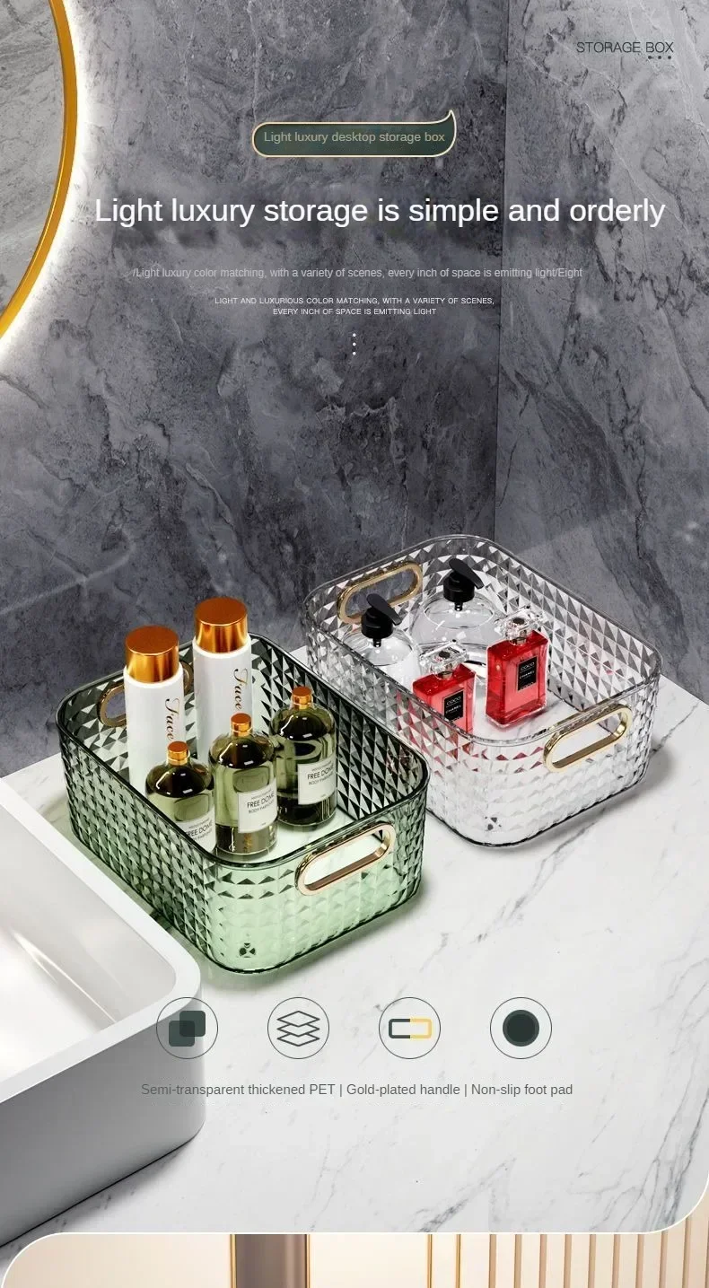 Description Picture 2 of itemFuturism Box Storage Bathroom Accessories Poatable with Handle Kitchen Desktop Makeup Organizers Basket Jewelry Organizer Box