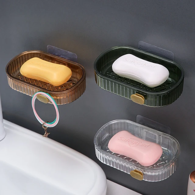 Otthoni Dupla Lefolyó Szappandoboz Falra Szerelt Ön Adagoló Szappan Tárolódoboz Kreatív Nincs Lyukasztó Készletek Szervező Tárolópolc