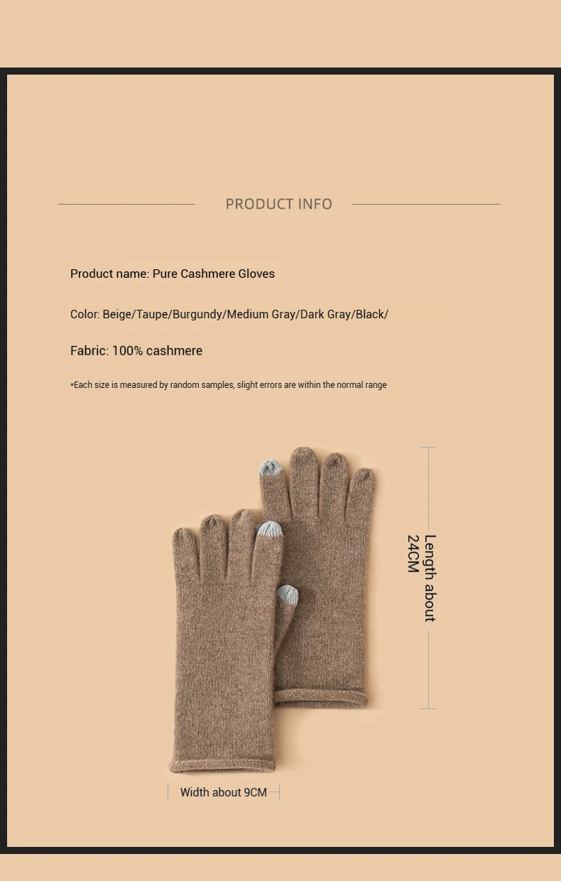 Ausgewählte Premium-Kaschmir-Strickhandschuhe für Damen, Finger-Touchscreen, 100 % Baby-Kaschmir, einfache Herbst-Winter-Thermohandschuhe – Detail 7