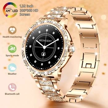 2024New Donne di Modo Astuto Della Vigilanza 360*360 Schermo HD Braccialetto di Sport Quadrante Personalizzato Frequenza Cardiaca Chiamata Vocale Smartwatch Per Android IOS