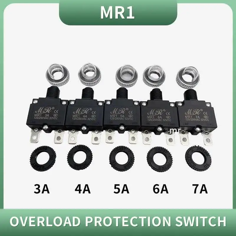 13A Thermal Circuit Breaker 125/250V AC - Manual Reset Overload Protector With Waterproof Cap (2 Pack)