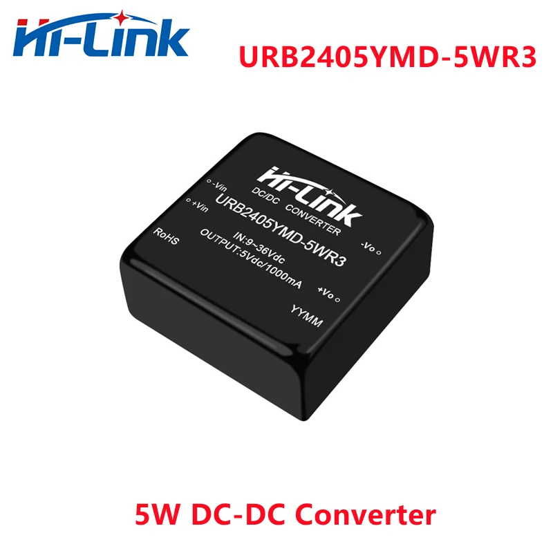 Hi-Link DCDC URB2405YMD-5WR3 Isolated Power Supply Module 24V(9-36V) Input to 5W 5V 1A Output Step Down Converter