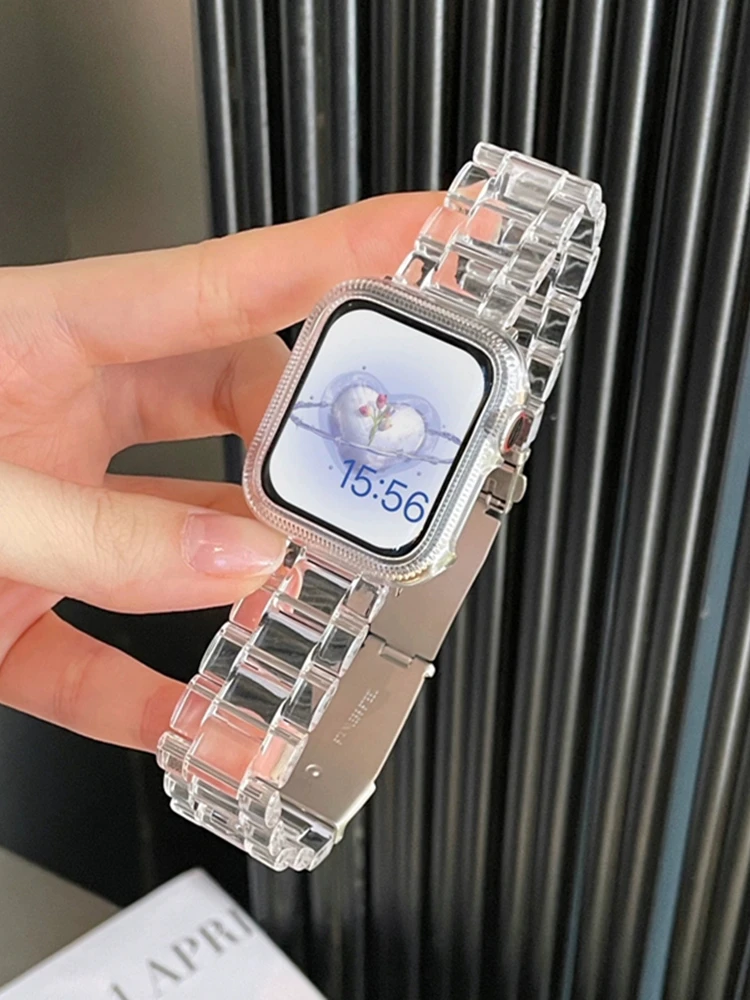 Chic Candy Clear Watch Case & Strap Set - Solid Color Band