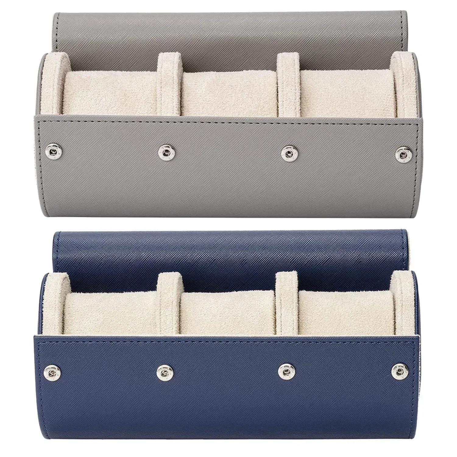 Watch Roll Travel Case for Storage Organizer, Anti-Scratching 3-Digit Watch Box for Men Women Jewelry Necklace Bracelet Display