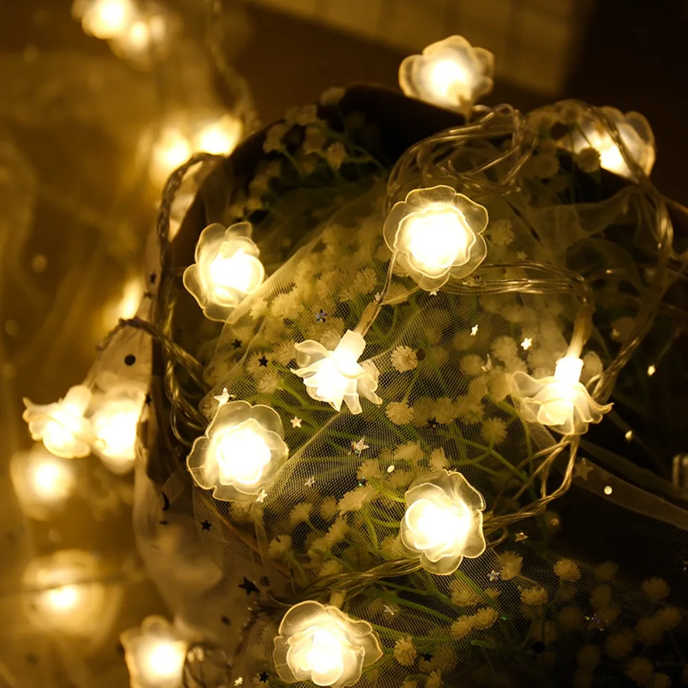 

PVC LED Night Lights Waterproof Multifunctional Garden Lamp Romantic Rose Battery Operated Fairy String Lights Party Decoration