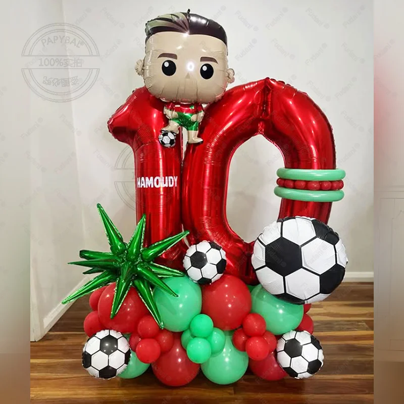 48 Stücke Fußball Junge 1-30th Geburtstag Party Ballon Set Baby Dusche Globos Fußballspiel Veranstaltungsort Dekoration Lieferungen