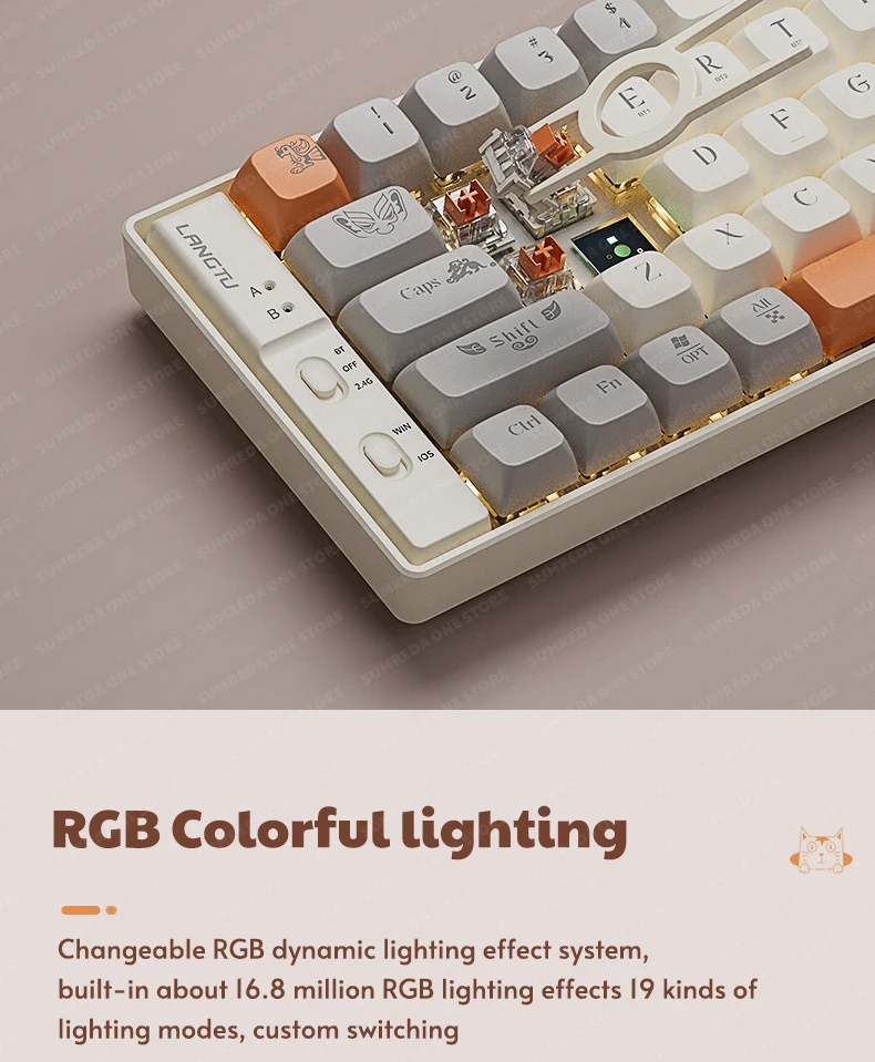 2.4G, Bluetooth, com fio, 3-Mode, Hotswap, RGB