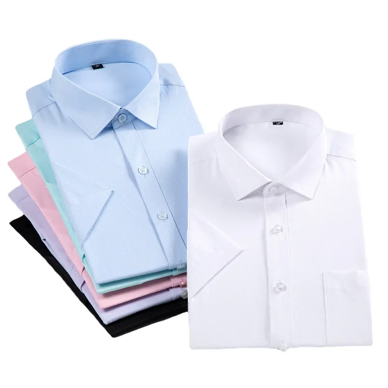 Men Shirt Short Sleeve Slim Fit Formal Social