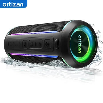 Ortizan Bluetooth Speaker Bluetooth 5.3 Portable Music Box IPX7 Bluetooth Box with TWS Stereo RGB Lights 30Hrs Playback TF Slot 1
