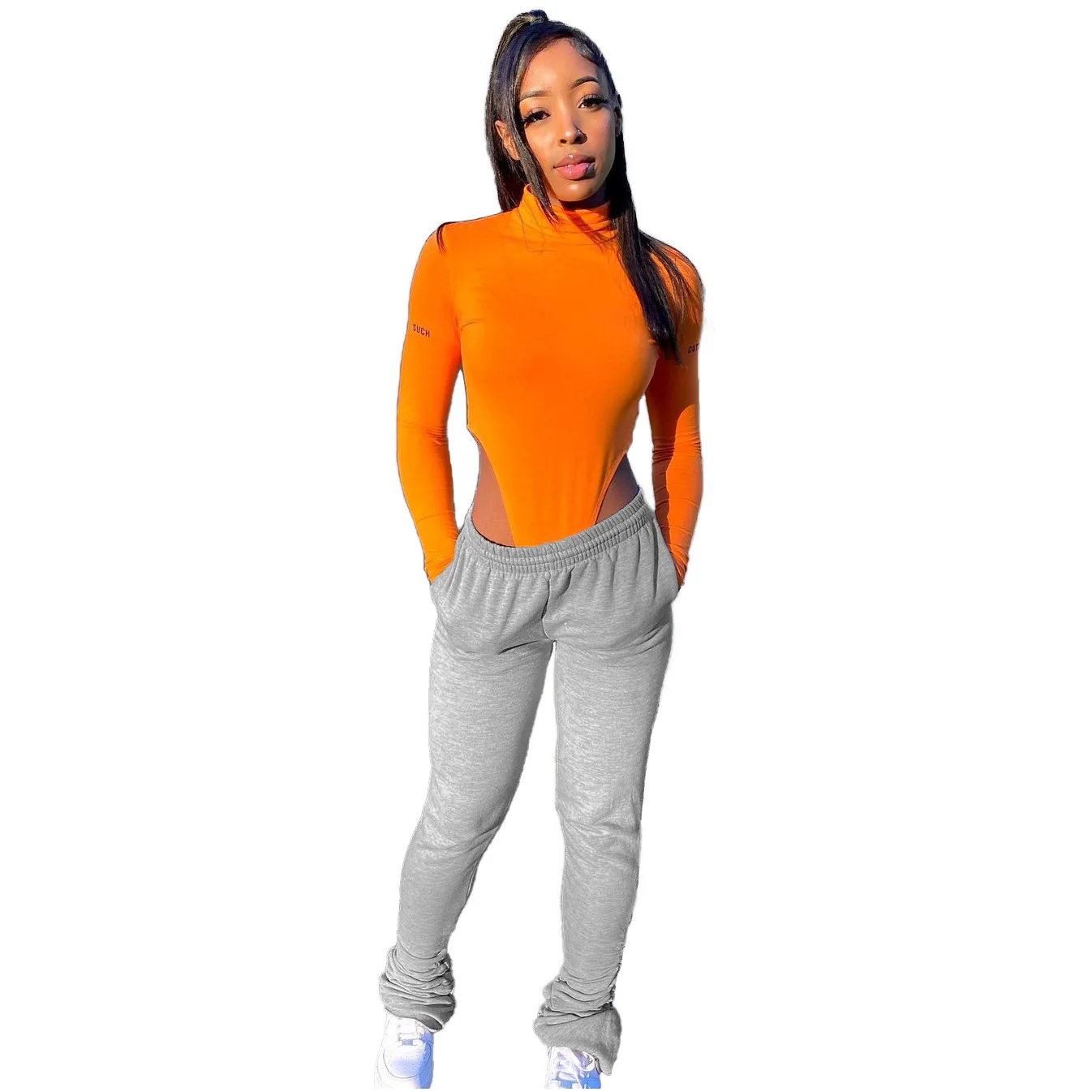Stacked Sweat Pants Fall Winter Womens Mid Waist Thick Stacked Fleece Pants Joggers Long Trousers Sweatpants
