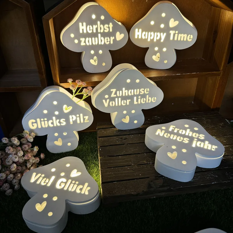 Silicone Mold Luminous Mushroom Silicone Mold Splicing Love Mushroom Shaped LED Night Light Gypsum Dropping Silicone Mold Home Ornaments silicone mold