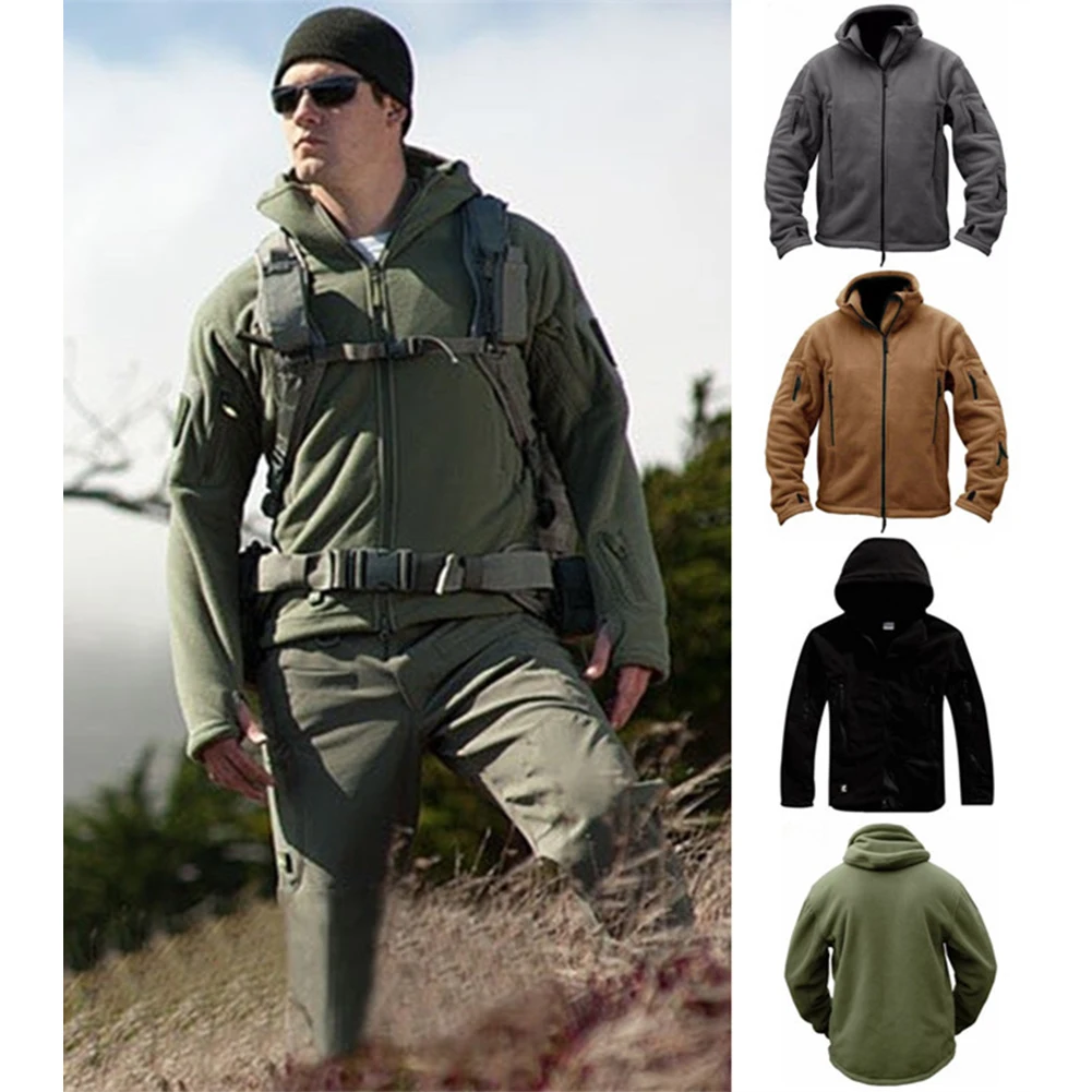 Mens Fleece Jacket Hood Hunting Hunting Jacket Winter Men Men Us