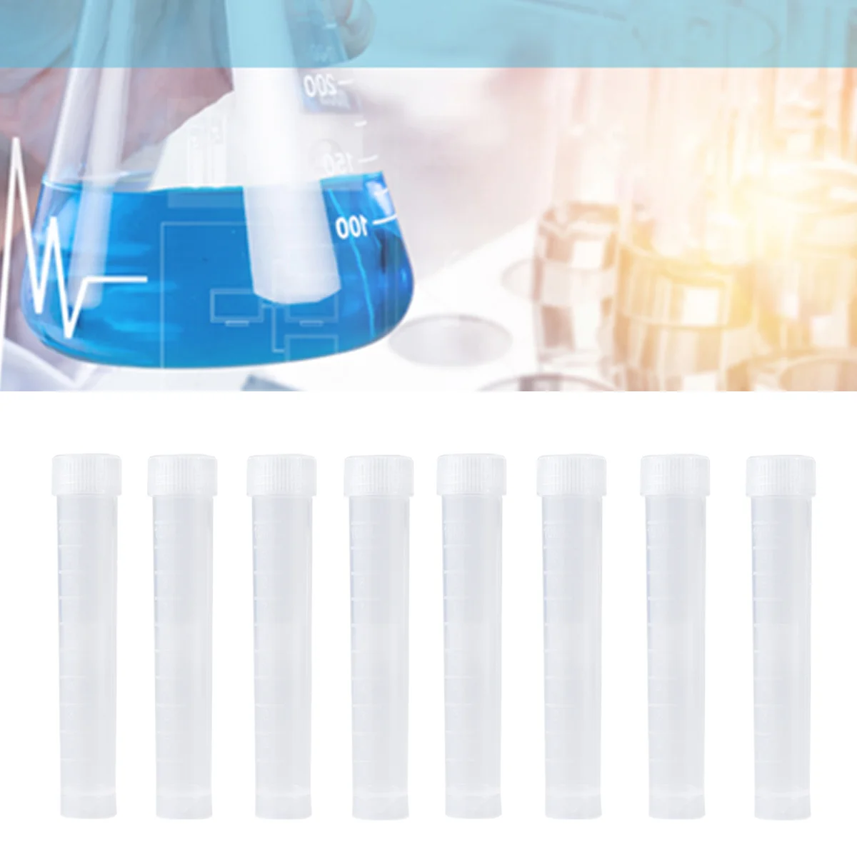 

20pcs 10 ml Plastic Test Tubes Vial Seal Container with Scales for Hospital School Educational (As Shown)