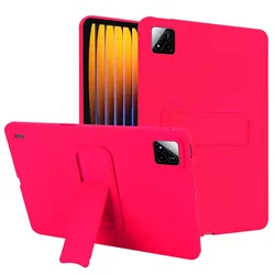Shockproof Stand Tablet Case with TPU Back Cover for Mi Pad 6S Pro 12.4 (Rose red)