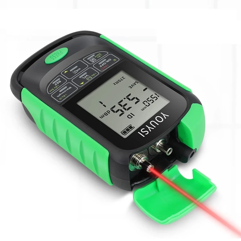 YOUYSI New Optical Tester Tool Fiber Optic Power Meter Network Cable Test OPM with Visual Fault Locator and LED Lighting VFL