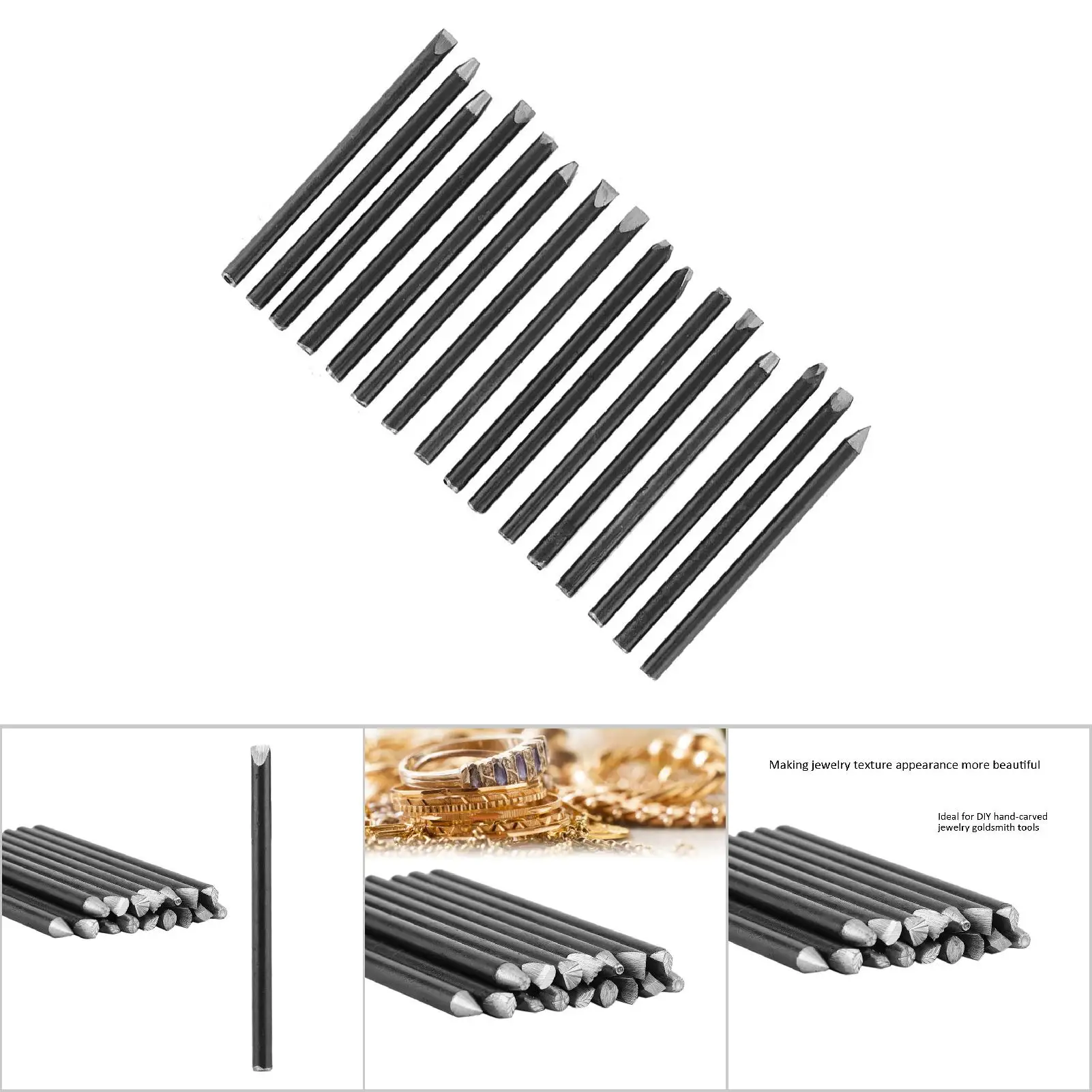 12/16/20Pcs Jewelry Anvil Chisel Kit for DIY Goldsmith Jewelry Pattern Making Hand Carving Processing Tool Equipment for Jeweler