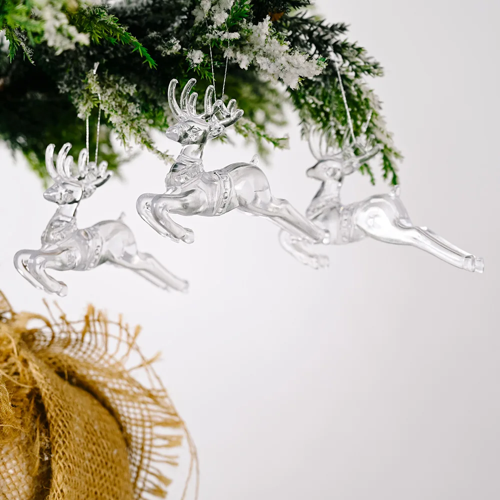 

Christmas tree decoration Christmas transparent snowflake pendant creative deer pendant Christmas tree pendant christmas gifts