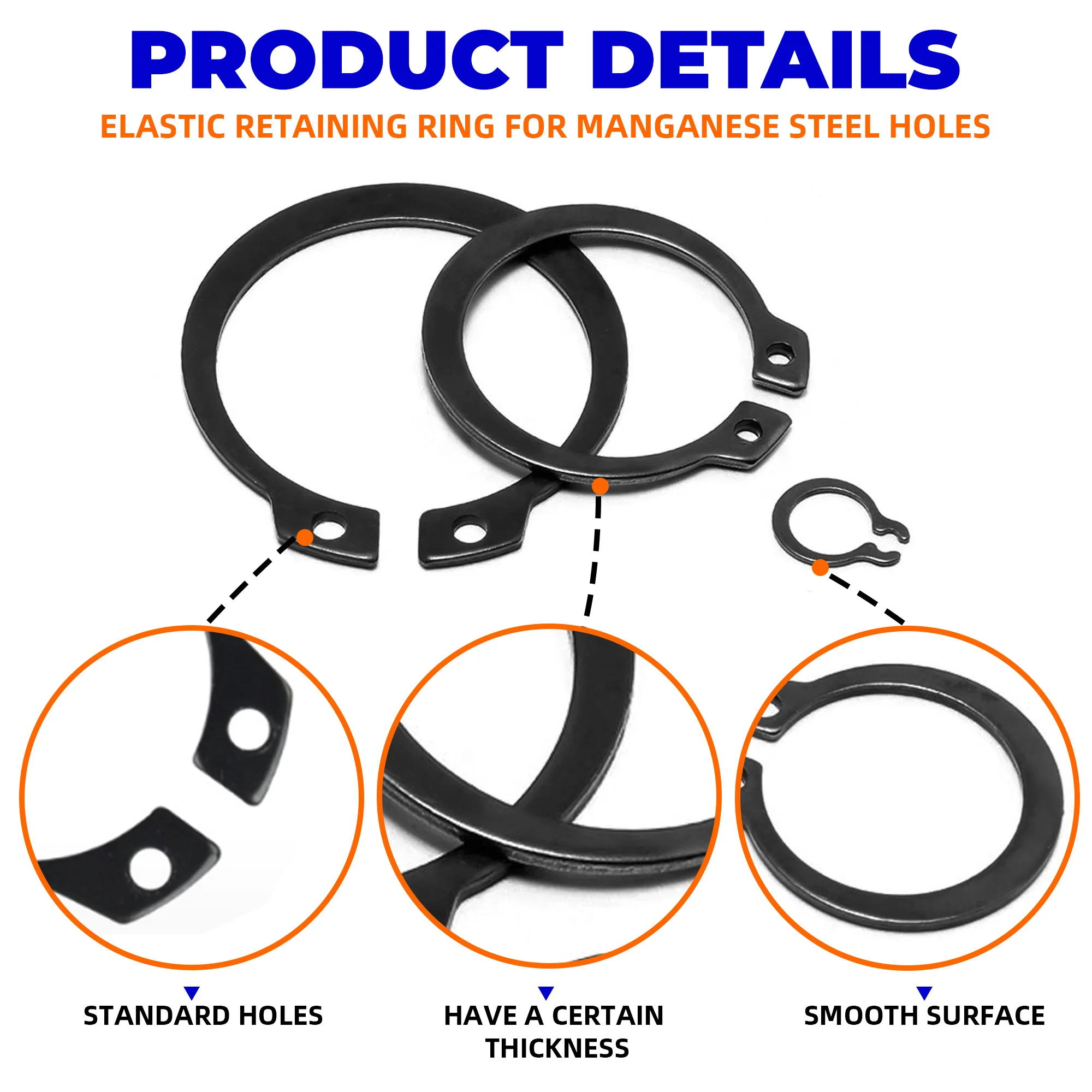 Manganese Steel Snap Ring 200/380pcs Clasp Store Category External Clasp Fixed Set Shop Assortment For Mechanic